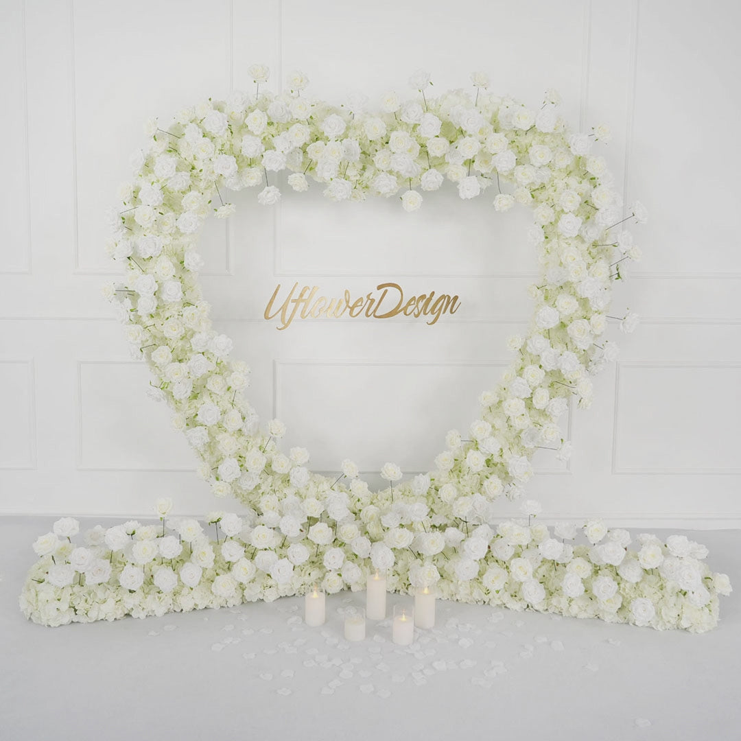 White Rose Wedding Heart-Shaped Arch Video
